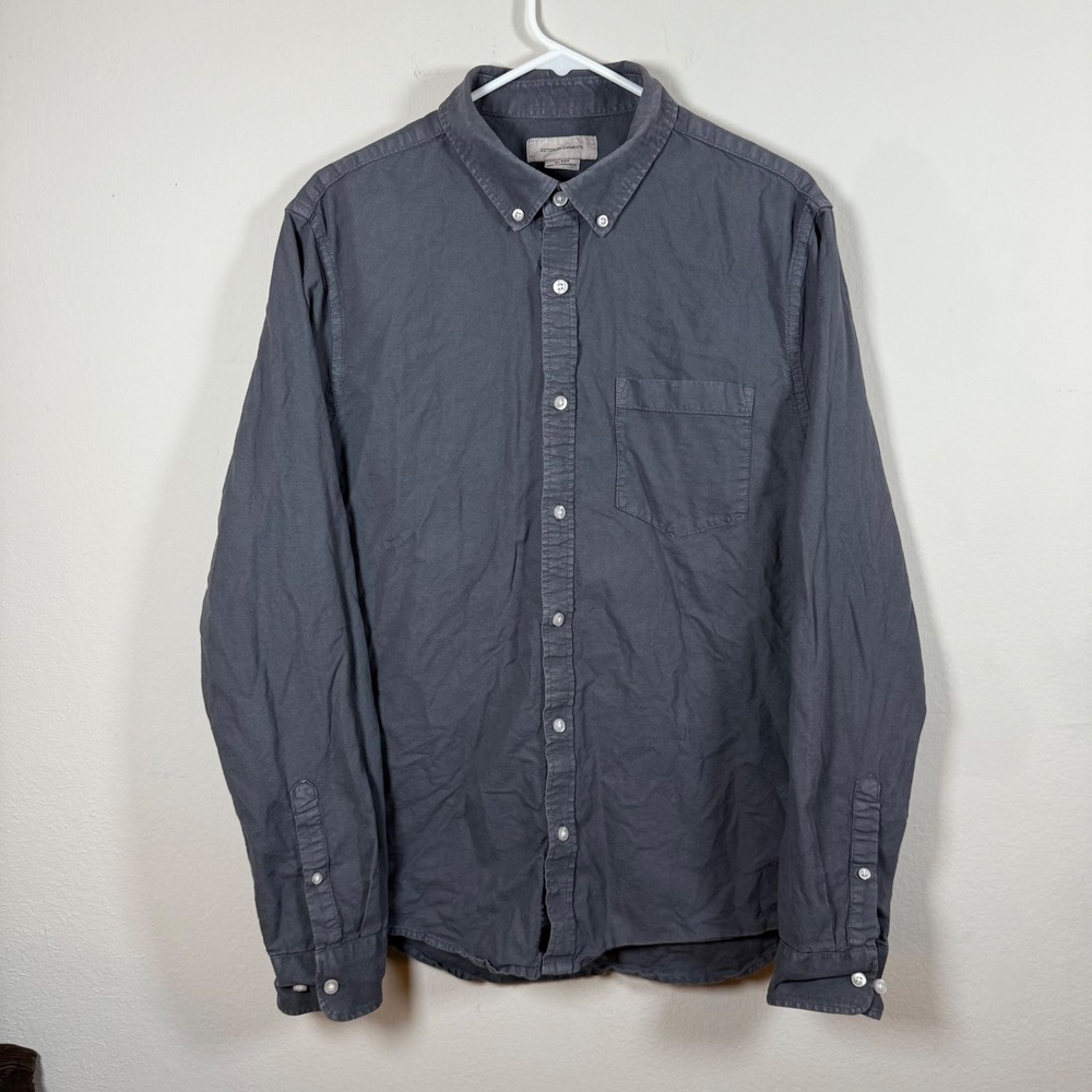 Cotton On Garments Men's Gray Button Down Long Sleeve Casual Shirt XL